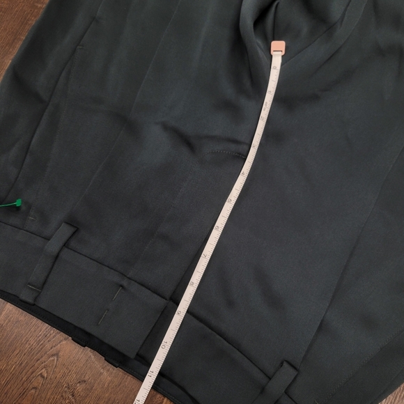 Vince Satin Wide Leg Pleated Pants Slacks Emerald Green Size 0 - Picture 11 of 12